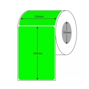 100MM X 150MM Fluro Green Labels Roll 1000 76MM Core