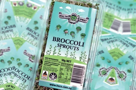 Nhãn ghép cho Healthy Sprout mầm khỏe mạnh được thiết kế bởi QLM - Hoang Ha Label được đăng tải trên Tạp chí PKN